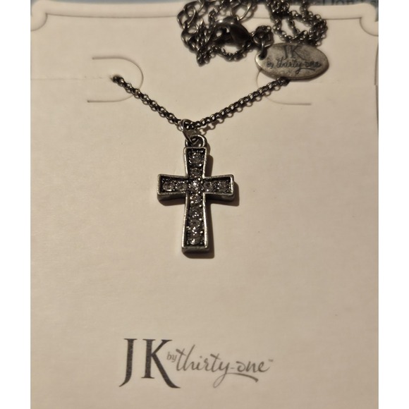 thirty-one Jewelry - Thirty-One Enchanted Cross Necklace Antique Silver 18" W/2" Extender Retired New